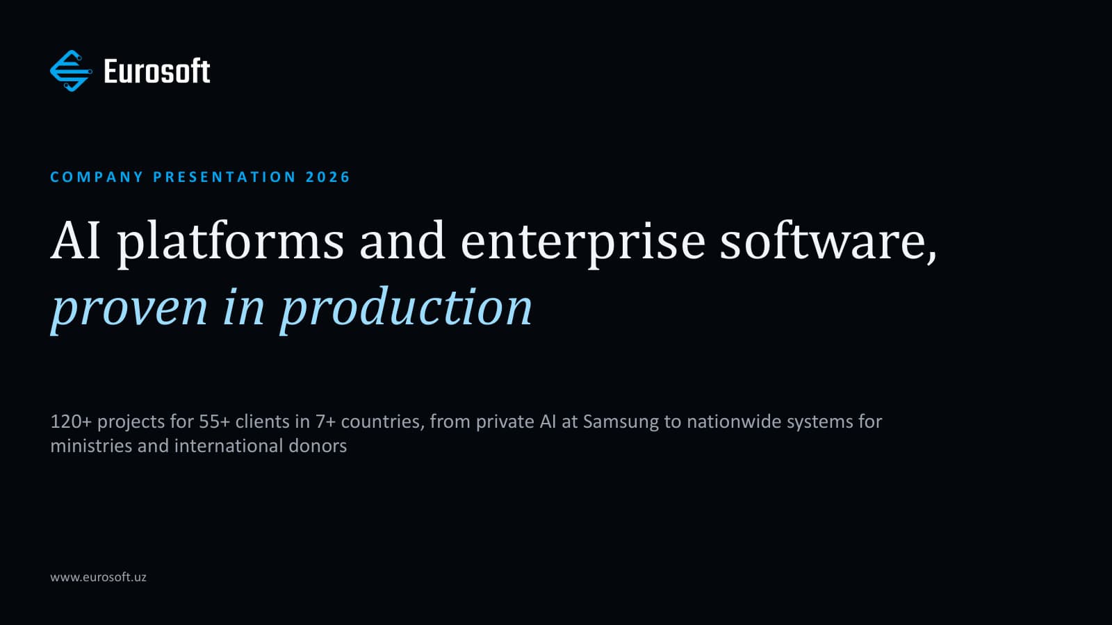 Cover of the Eurosoft company presentation