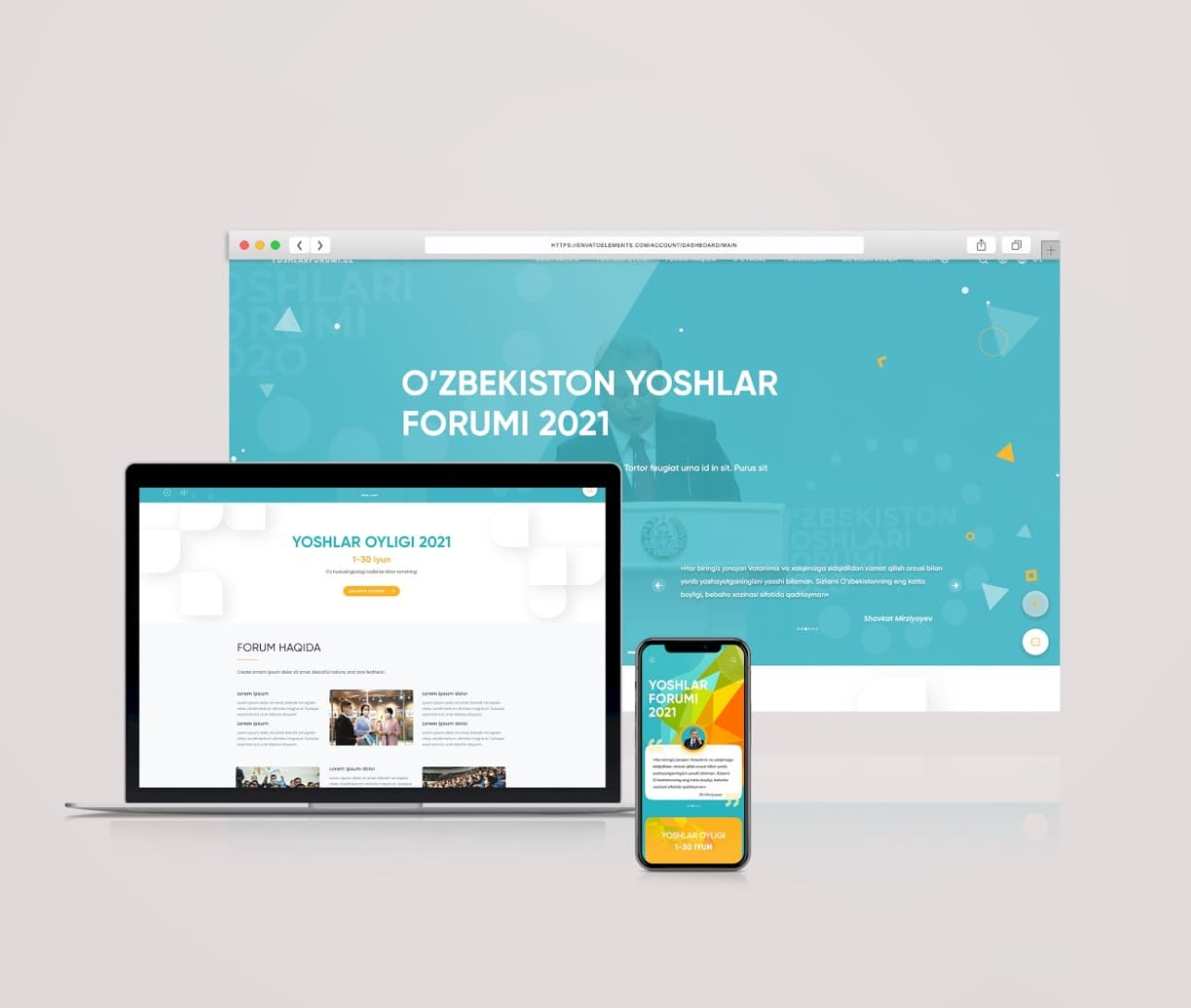 Kompyuter, noutbuk va telefondagi O‘zbekiston yoshlar forumi 2021 sayti